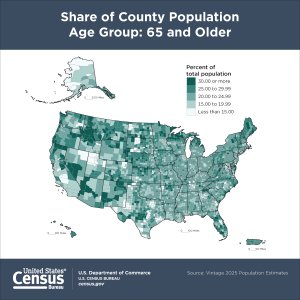 share of county population age group 65 and older