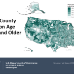 County population of the 65 and older age group for all of the counties in the United States