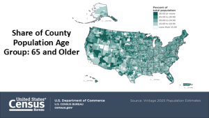 County population of the 65 and older age group for all of the counties in the United States